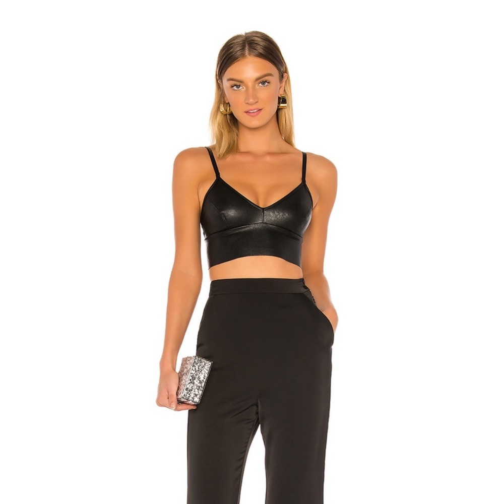 Commando Faux Leather Longline Bralette - Size Medium